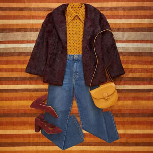 Vintage Dino Ricco 70s 80s oxblood red dyed real rabbit fur coat